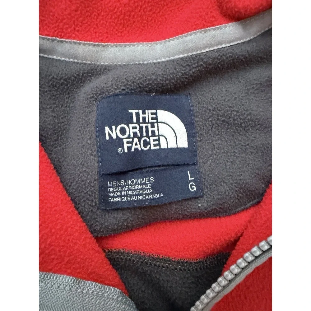 Men's The North Face 1/4 Zip‎ Pullover Fleece Sweatshirt Red Gray Size Large